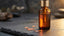 Amber glass bottle of copper peptide serum on dark slate surface