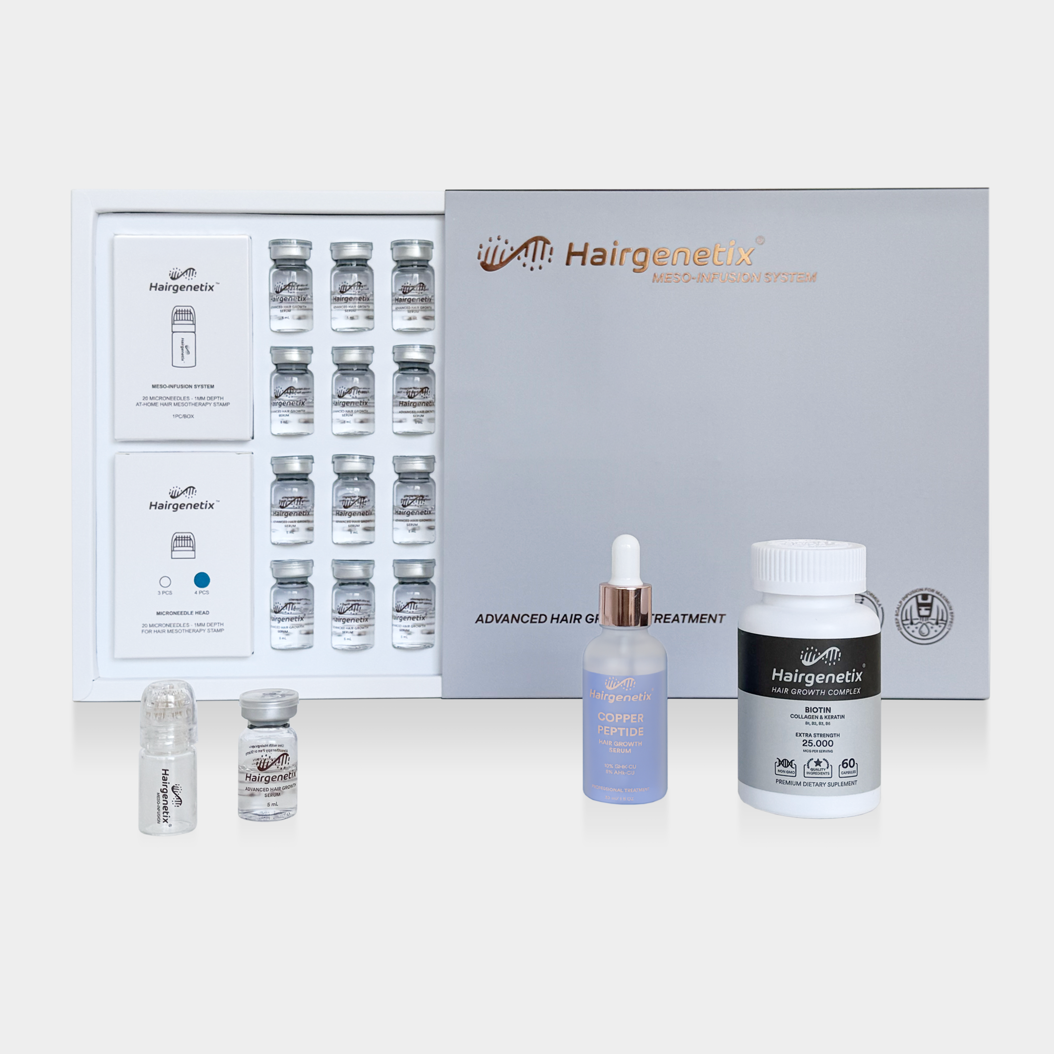 Hair Growth Microneedling Kit | Derma Stamp + Serum + Supplements (3 Months) Hairgenetix Hair Growth Microneedling Kit | Derma Stamp + Serum + Supplements (3 Months) Hairgenetix