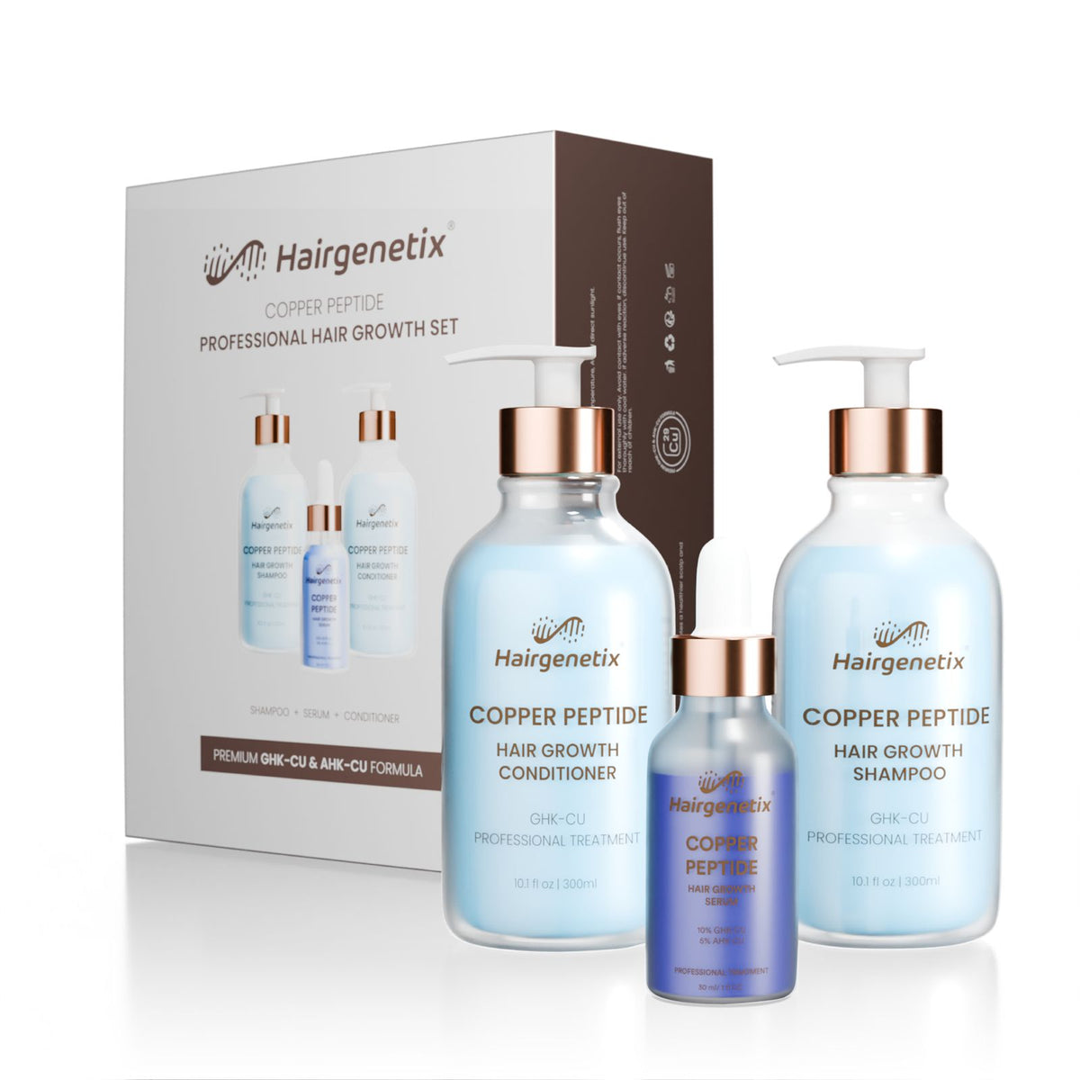 Copper Peptide Set: Shampoo, Conditioner & Serum Bundle | Hairgenetix Copper Peptide Set: Shampoo, Conditioner & Serum Bundle | Hairgenetix